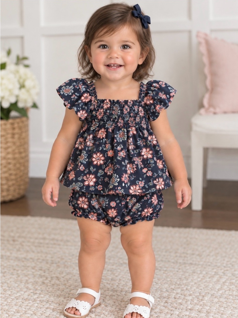 Baby GAP Navy Floral Smocked Top & Bloomers